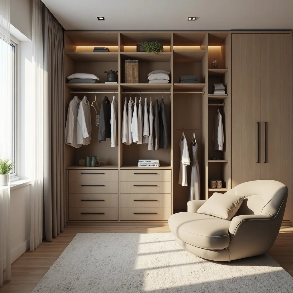 Residential Interiors, 3 BHK Apartment Interior Design, Smart Wardrobes - Smart Wardrobes for 3 BHK Homes in Residential Interiors