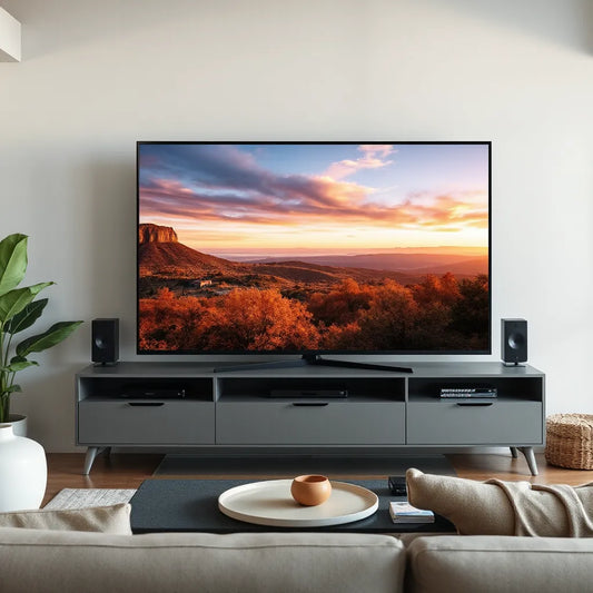 Large flat-screen TV in a modern living room with vibrant, high-contrast display for TV under 2000 comparisons