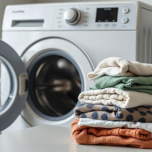 Washing machine control panel with laundry items showing different wash program selections