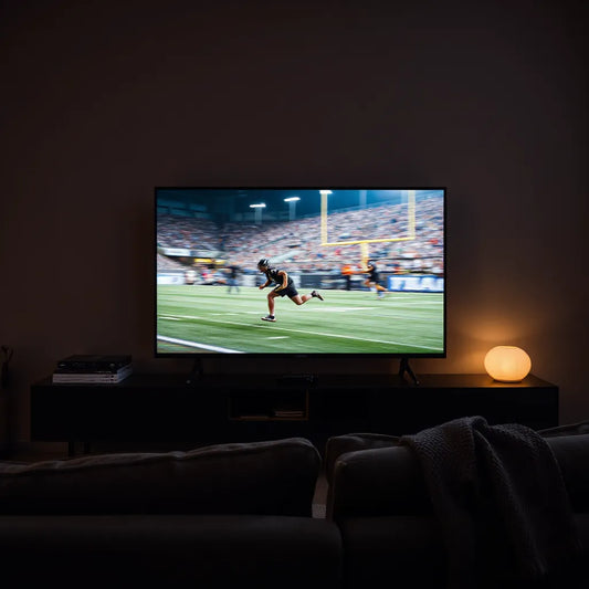 Modern TV in a home theater showing smooth motion with minimized blur