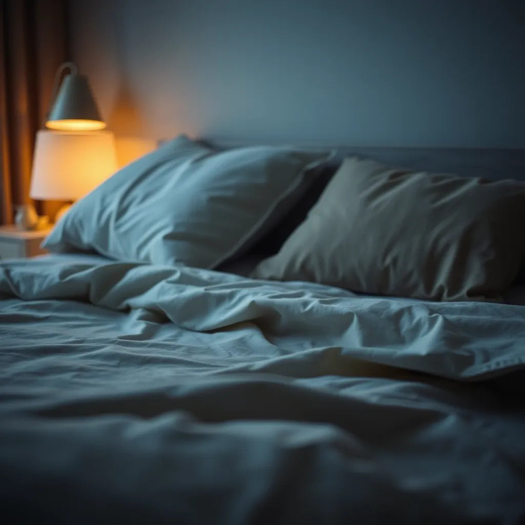 Minimal night mode digital clock glowing softly on a bedside table in a dark room