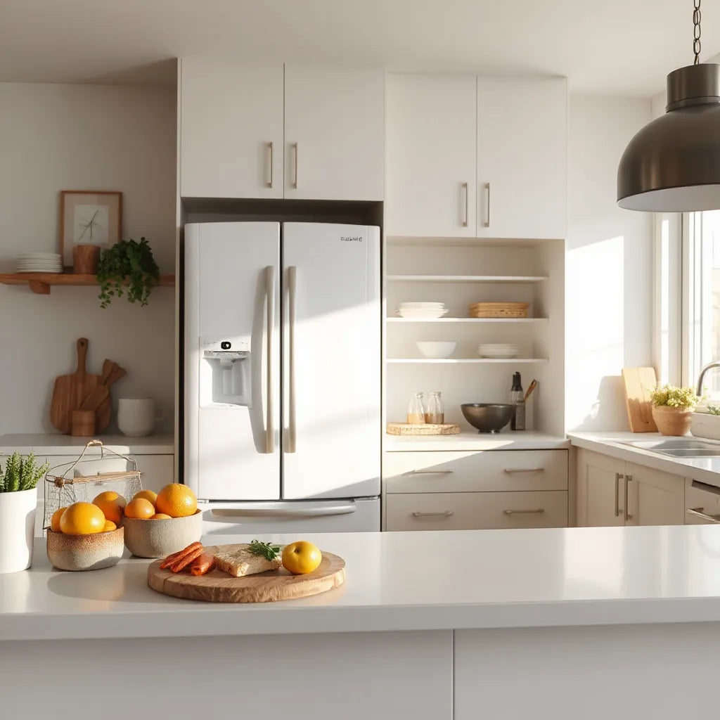 Two modern refrigerators in a clean kitchen setting with natural light