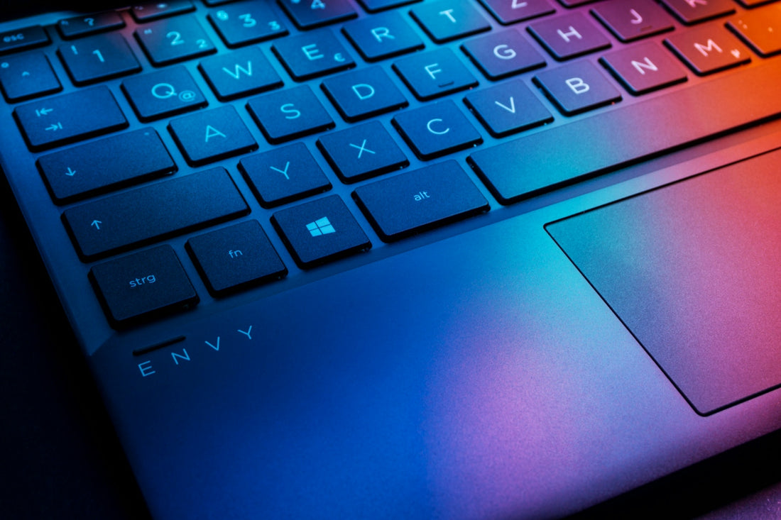 blue and black laptop computer