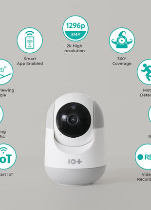 10+ TENPL 3MP, New Launch 2023, QHD Camera, 360° Coverage, Smart Mobile App, View & Talk, Night Vision, Motion Alert, SD Card (Upto 256 GB), Smart Home Security Camera. 