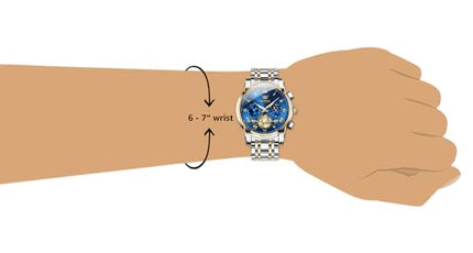 OLEVS chronograph Men's Stainless Steel Watch (Blue Dial Silver Colored Strap) 