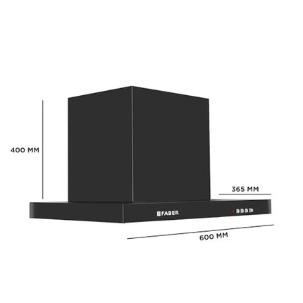 Faber 60 cm 1000 m³/hr T-Shape Kitchen Chimney || Baffle Filter || 12 years warranty on Motor|| Motor- 250 Watt (HOOD MARS PB BF BK 60) 