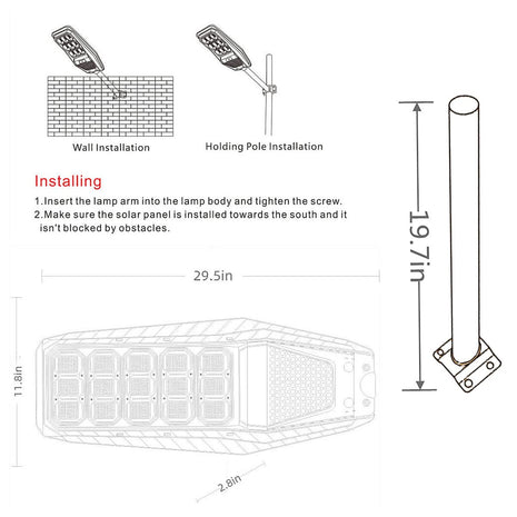 300W LED Solar Street Light Outdoor - Motion Sensor Dusk to Dawn 15000LM IP65 Waterproof Solar Security Flood Lights Outdoor with Remote Control for Yard, Driveway, Garden, Parking Lot, Garage 