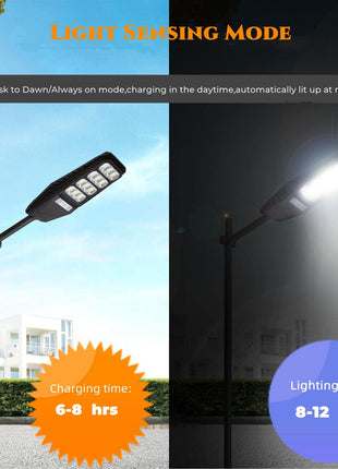 300W LED Solar Street Light Outdoor - Motion Sensor Dusk to Dawn 15000LM IP65 Waterproof Solar Security Flood Lights Outdoor with Remote Control for Yard, Driveway, Garden, Parking Lot, Garage 