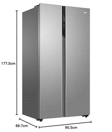 Haier 596 L, 3 Star, 100% Convertible Fridge Space, Expert Inverter, Frost Free Side by Side Refrigerator, (HES-690SS-P, Shiny Silver) 