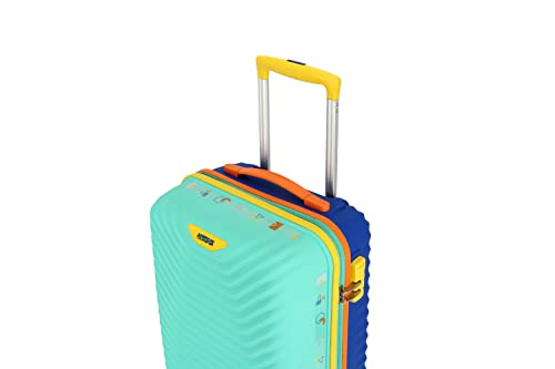American Tourister Cabin Trolley Bag for Travel|Splash 55 Cms Polycarbonate Hardsided Small Luggage Bag|Speed_Wheel 8 Wheel Suitcase for Travel|Trolley Bag for Travelling, Coral/Teal 