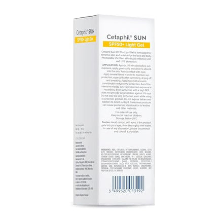 Cetaphil Sun SPF 50 Sunscreen For Combination Skin Type, Very High Protection Lightweight Gel, Water-resistant, Vitamin E, 50 ml 