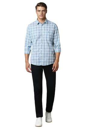 Louis Philippe Men's Slim Fit Shirt (LYSFSSLP823636_Blue 