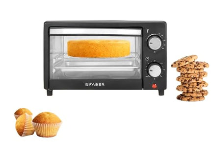 Faber 9L OTG | FOTG 9.0L Neo BK | Bake Tray, Crumb Tray, SS Wire Tray | Timer | Knob Control | Grill, Bake, Toast, Roast | 700W | Operation Indicator | 2 Year Warranty by Faber| Black 