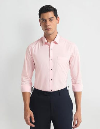 Arrow Men's Slim Fit Shirt (ARMYOSH0137_Pink 