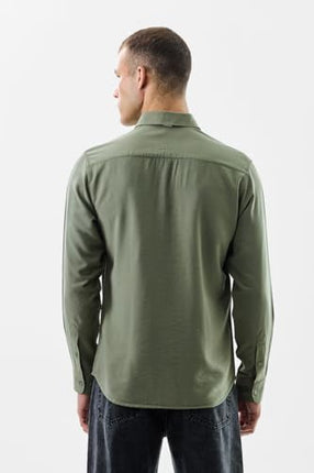 SNITCH Men Casual Shirt | Slim Fit Full Sleeve Classic Collar Solid Pattern | Premium Viscose Blend & Breathable Fabric for Everyday & Semi-Formal Wear | Sage Green 