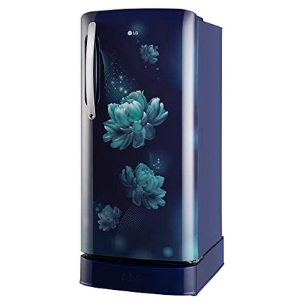LG 201 L 5 Star Inverter Direct-Cool Single Door Refrigerator (GL-D211HBCZ, Blue Charm, Base stand with drawer) 