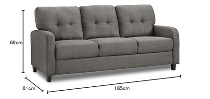 Adorn India Astor 3 Seater Sofa (Grey) (3 Year Warranty) 