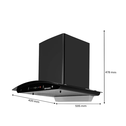 Faber 60 cm 1500m3/hr BLDC Autoclean Chimney|Black Matt Filterless|Oil Collector|Touch & Gesture Control|9 Speed|LED|12 Yrs on Motor, 2 Yrs Comprehensive Warranty by Faber|HOOD IRIS BLDC FL HC BK 60 
