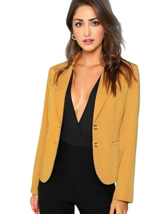 ROCKSY Yellow Smart Casual Formal Blazer for Women, Regular Fit Stylish Blazer for Women, Size XXL 