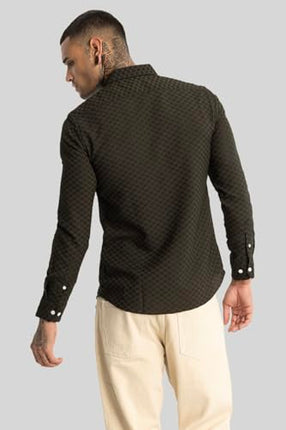 SNITCH Ludvig Olive Textured Shirts 