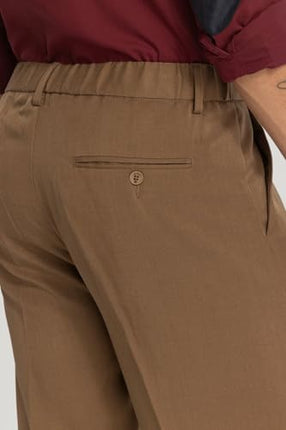 SNITCH Brown Plain Relaxed Fit Trousers 