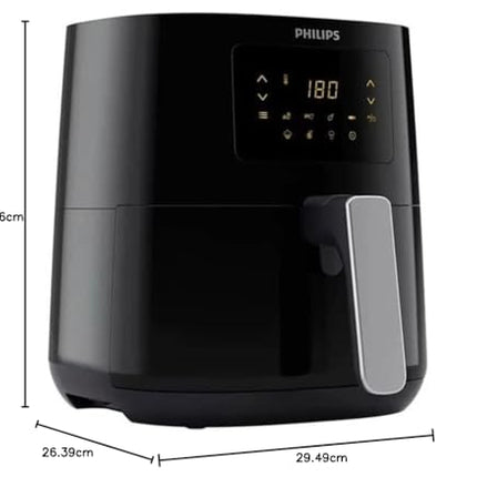 Philips Essential Air Fryer HD9252/70 with Rapid Air Technology, uses up to 90% less fat, 7 Presets Touch Screen 