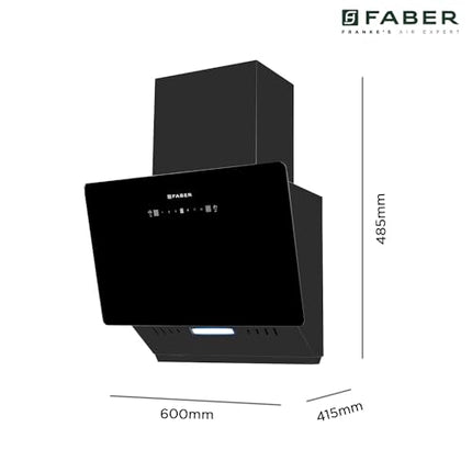 Faber 60 cm 1200 m3/hr Vertical Wall Mounted Chimney|Filterless|Two Way Suction|Auto Clean|8 Yrs Motor &2Yrs Comprehensive Warranty by Faber|Touch & Gesture Control|Hood Mojito IN HC SC FL BK 60|black 