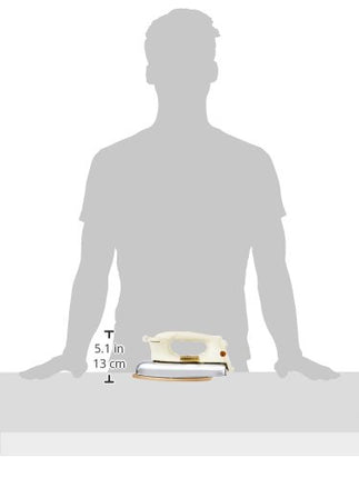 Bajaj DHX-9 1000W Heavy Weight Dry Iron with Advance Soleplate and Anti-Bacterial German Coating Technology, Ivory 