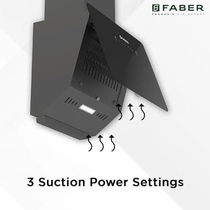 Faber 60 cm 1200 m3/hr Vertical Wall Mounted Chimney|Filterless|Two Way Suction|Auto Clean|8 Yrs Motor &2Yrs Comprehensive Warranty by Faber|Touch & Gesture Control|Hood Mojito IN HC SC FL BK 60|black 