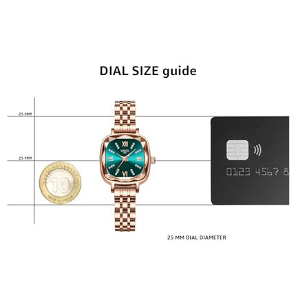 NIBOSI Women Watches Analog Stainless Steel Rose Gold Band and Square Dial Women's Watch for Girls&Miss&Ladies Diamond Studded with Stylish Watches Waterproof 