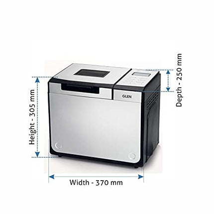 Glen Bread Maker & Atta Kneader Fully Automatic 12 Pre-Set Functions Electronic Control Panel, 615W Silver (3034) 2 Years Warranty 