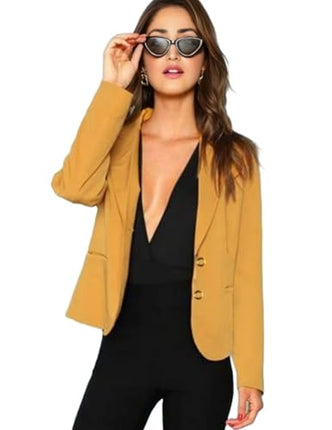 ROCKSY Yellow Smart Casual Formal Blazer for Women, Regular Fit Stylish Blazer for Women, Size XXL 