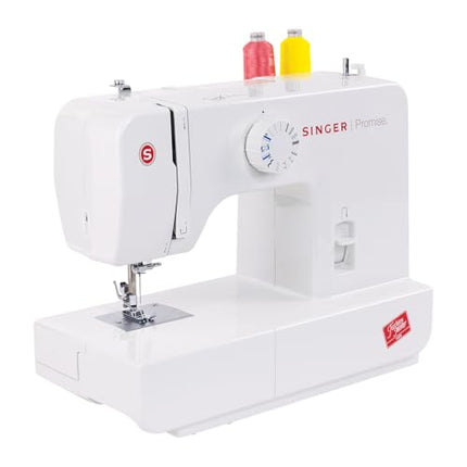Singer Promise 1408 Zig-Zag Sewing Machine, 8 Built-in Stitches, 24 Stitches Functions with 70W Powerful motor & Feed dog with106 Teeth in 6 Rows (White)-Get Free Online Interactive Master Class 