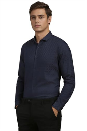 Louis Philippe Men's Slim Fit Shirt (LASFASSPC40273_Navy 