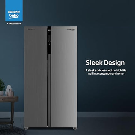 Voltas Beko, A Tata Product 563 L Side by Side Frost Free Refrigerator with ProSmart Inverter Compressor (RSB585/FPV300RXID, INOX steel, Active Fresh Blue Light) 