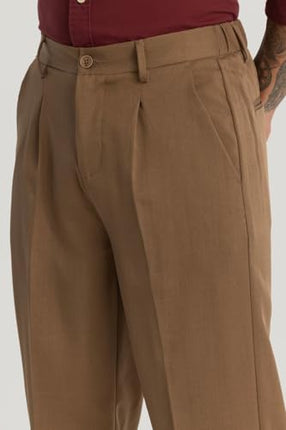 SNITCH Brown Plain Relaxed Fit Trousers 
