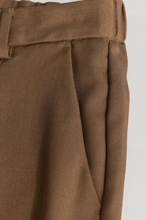 SNITCH Brown Plain Relaxed Fit Trousers 