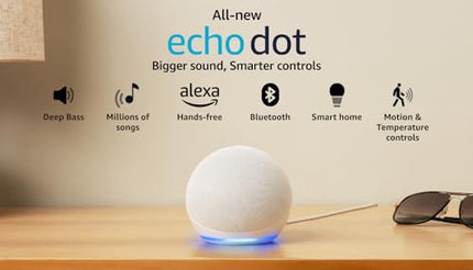 Amazon Echo Dot (5th Gen) | Smart speaker with Bigger sound, Motion Detection, Temperature Sensor, Alexa and Bluetooth| White 
