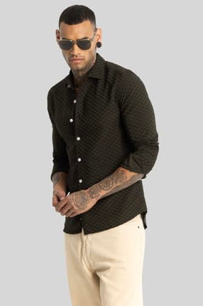 SNITCH Ludvig Olive Textured Shirts 