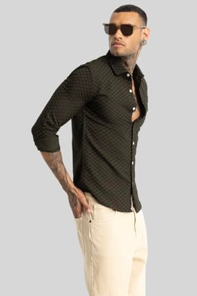 SNITCH Ludvig Olive Textured Shirts 