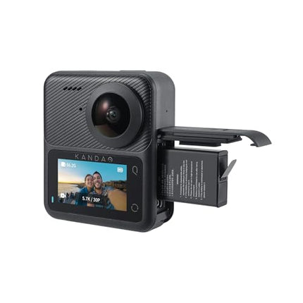 KanDao QooCam3 360° Camera with1.55 Sensor (Dual Battery Bundle) Waterproof Camera, 5.7K Wide-Angle with Lens Cover, Realtime Editing, 5X Stabilization for Sports, Outdoor, Travel 