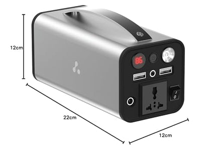 Ambrane 200W Portable Power Station Generator, 222Wh Battery, Perfect for Camping, Road Trips, Emergency Power, and More with Power Socket, 2 USB A, 1 DC, and 1 AC Port with LED light (Powerhub 200, 60000mah Power Bank) 