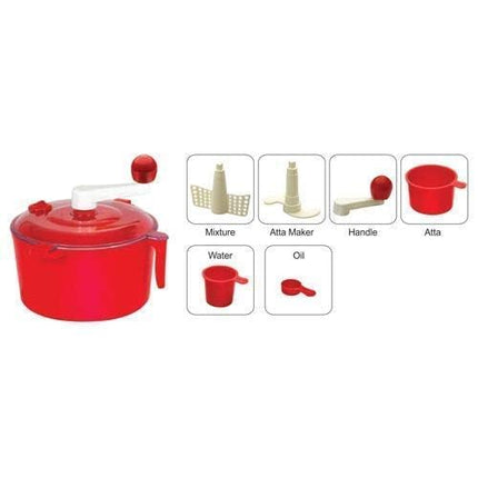 KERFORA 2-in-1 Automatic Non-Electric Dough Maker Machine for Kitchen - Atta Maker for Home Roti Preparation (RED - Pack of 1) 