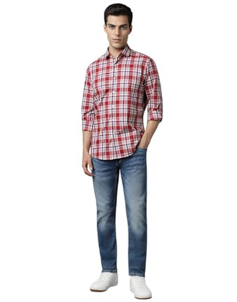 Louis Philippe Men's Slim Fit Shirt (LYSFSSLPE89972_Red 