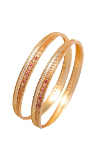 Zeraki Jewels Women's Traditional Gold Plated Aashvi Bangle (Set of 2) 