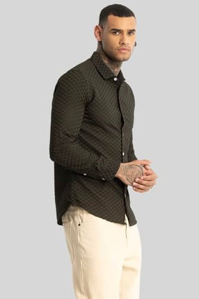 SNITCH Ludvig Olive Textured Shirts 