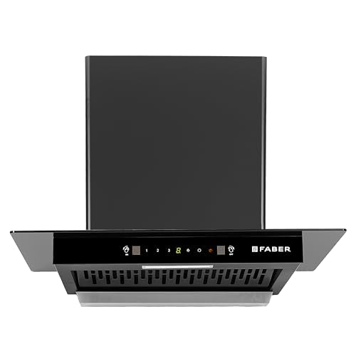 Faber 60cm 1300 m³/hr Autoclean T-Shape Kitchen Chimney | Autoclean Alarm | Mood Light | 12Yr Warranty on Motor 2Yr Comprehensive by Faber|Filterless|Touch & Gesture|HOOD IGNIS IN HC SC BK FL 60,Black 