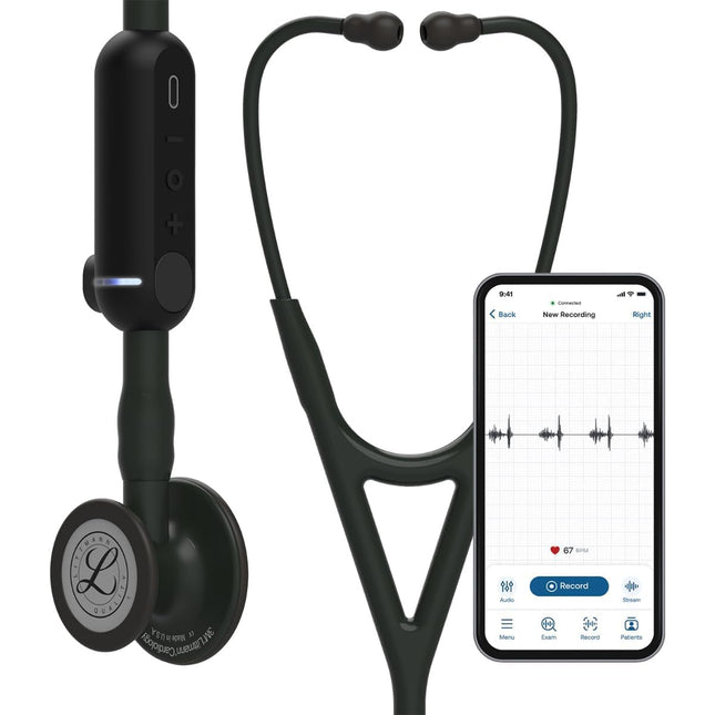 3M Littman 8480 Stethoscope ENGRAVING | Engrave your name or initials on the Littman stethoscope | CORE Digital Stethoscope, Black Chestpiece, Tube, Stem and Headset, 27 inch, 8480 