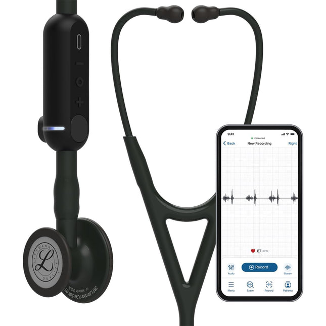 3M Littman® CORE Digital Stethoscope, Black Chestpiece, Tube, Stem and Headset, 27 inch, 8480 