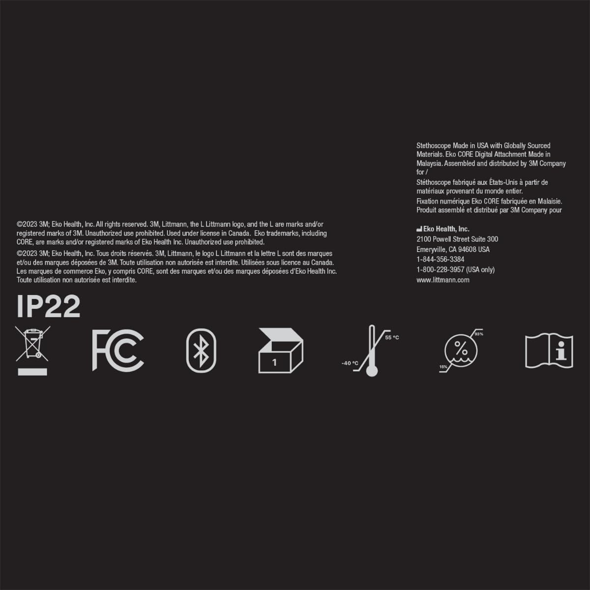 3M Littman® CORE Digital Stethoscope, Black Chestpiece, Tube, Stem and Headset, 27 inch, 8480 